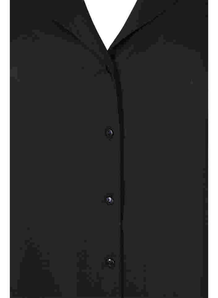 Skjorte med v-udskæring og smock, Black, Packshot image number 2