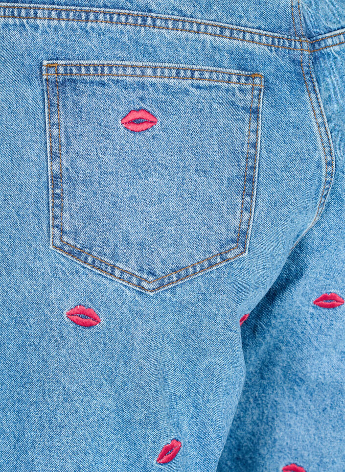 Højtaljede Gemma jeans med lips, Blå, Packshot image number 3