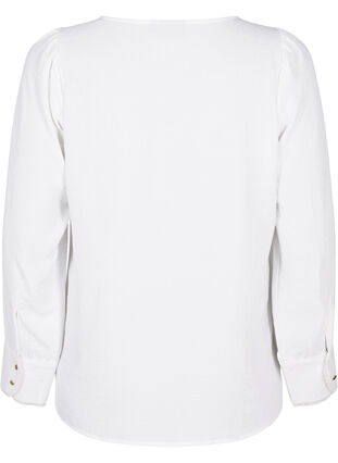 Langærmet bluse med tekstur, Bright White, Packshot image number 1