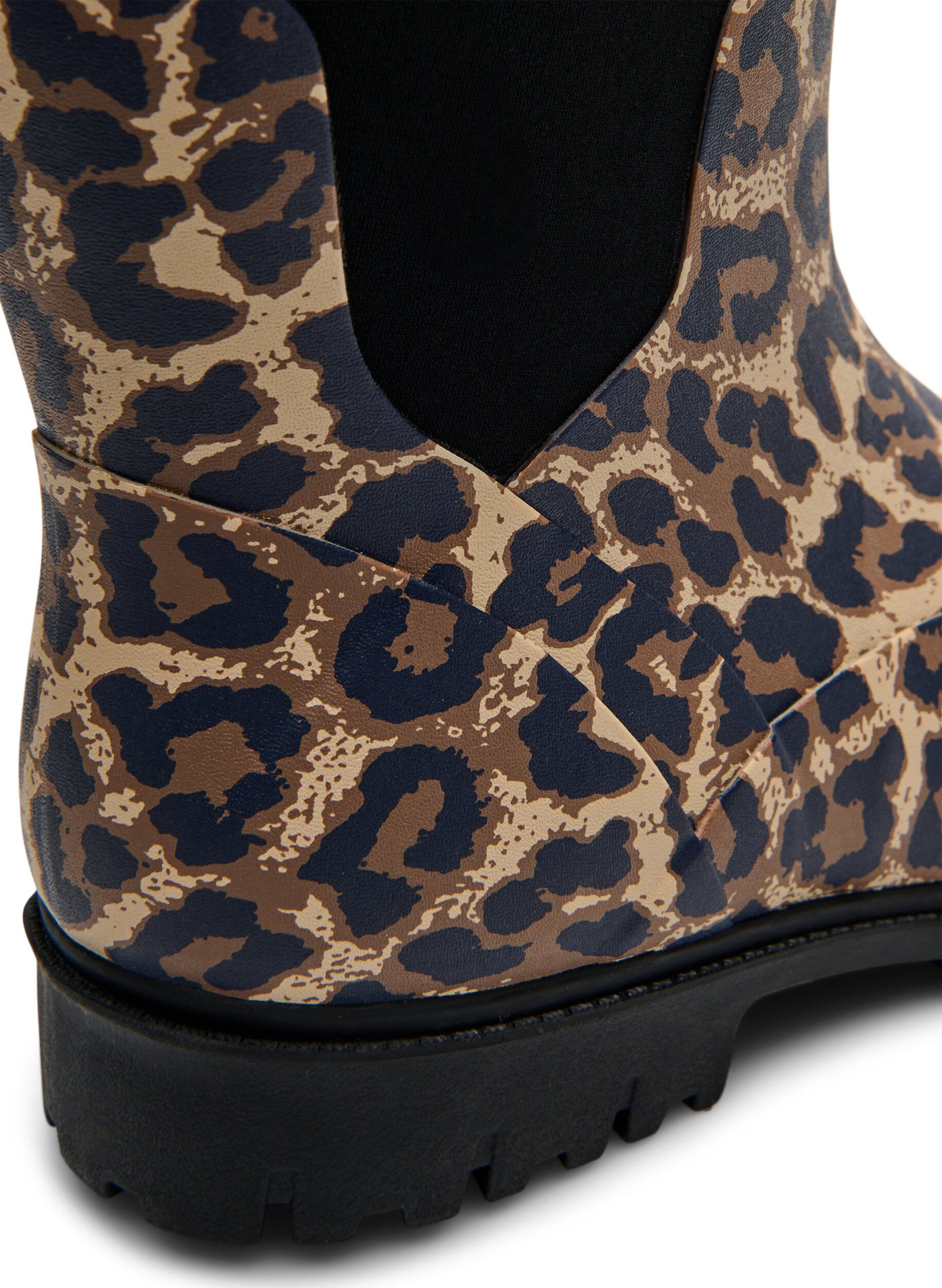 Zizzi Wide fit - Kort gummist&oslash;vle med elastisk neopren skaft, Leopard AOP, Packshot image number 4