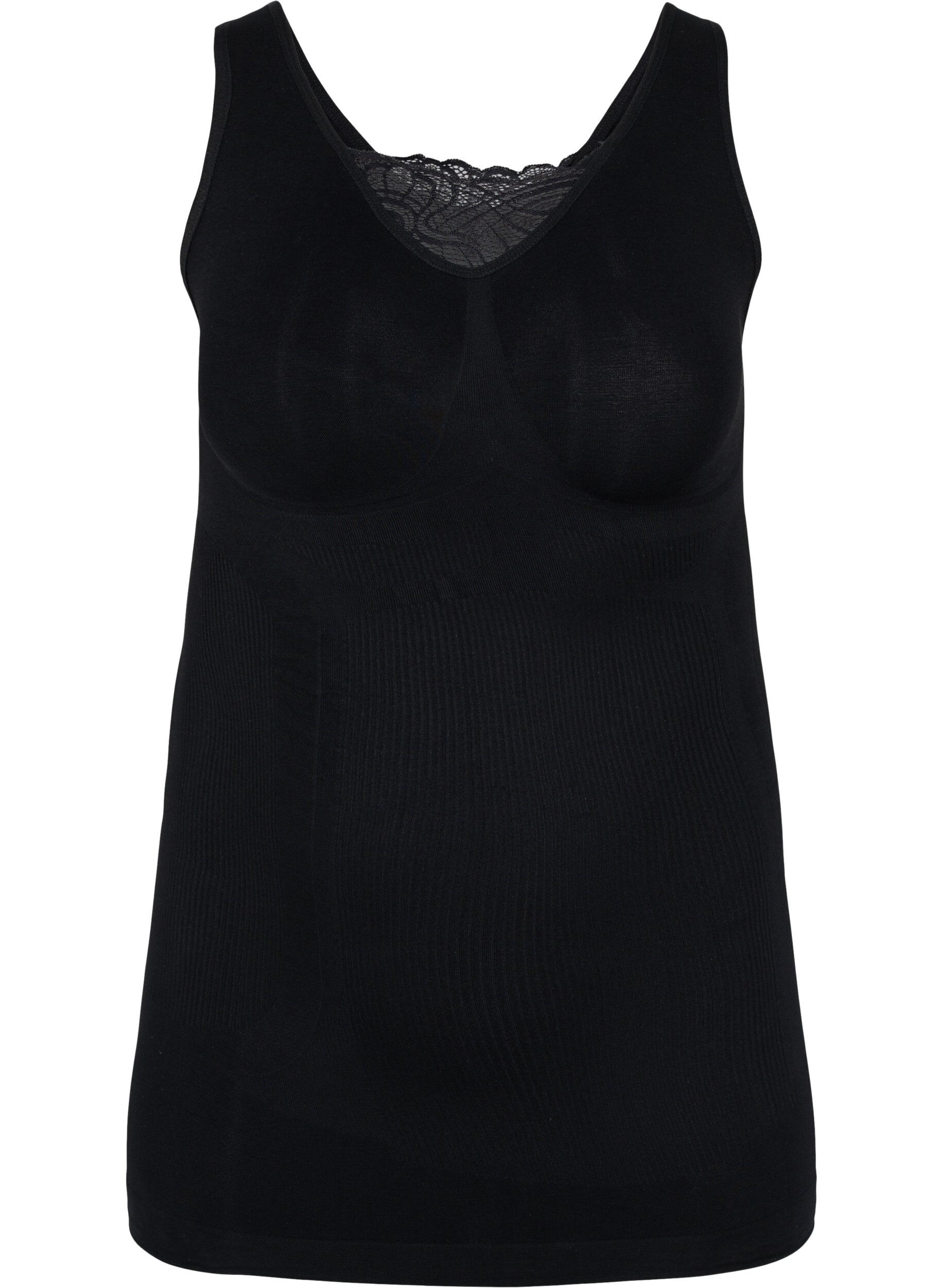 Zizzi Shapewear top med blondedetalje, Black, Packshot image number 0