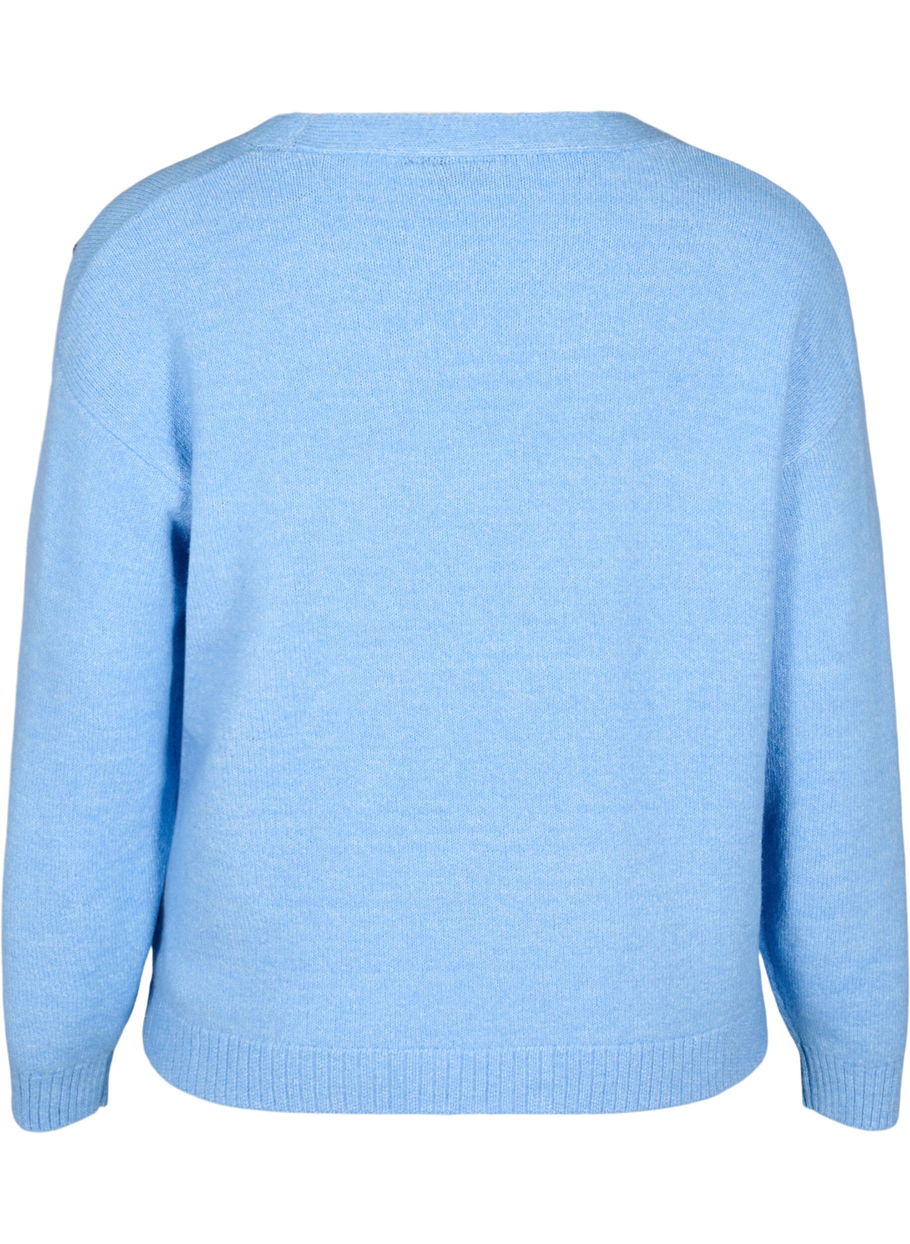 Zizzi Kort strikcardigan med sl&oslash;jfer, Della R. Blue Comb, Packshot image number 1