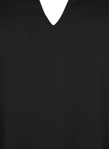 Langærmet bluse med rynker på ryggen, Black, Packshot image number 2