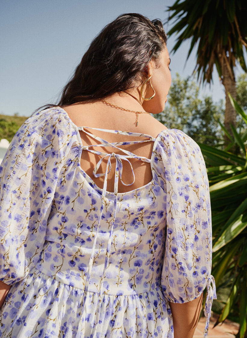 Sommerkjole med blomsterprint og snøredetaljer, Sand Verbena AOP, Image image number 1