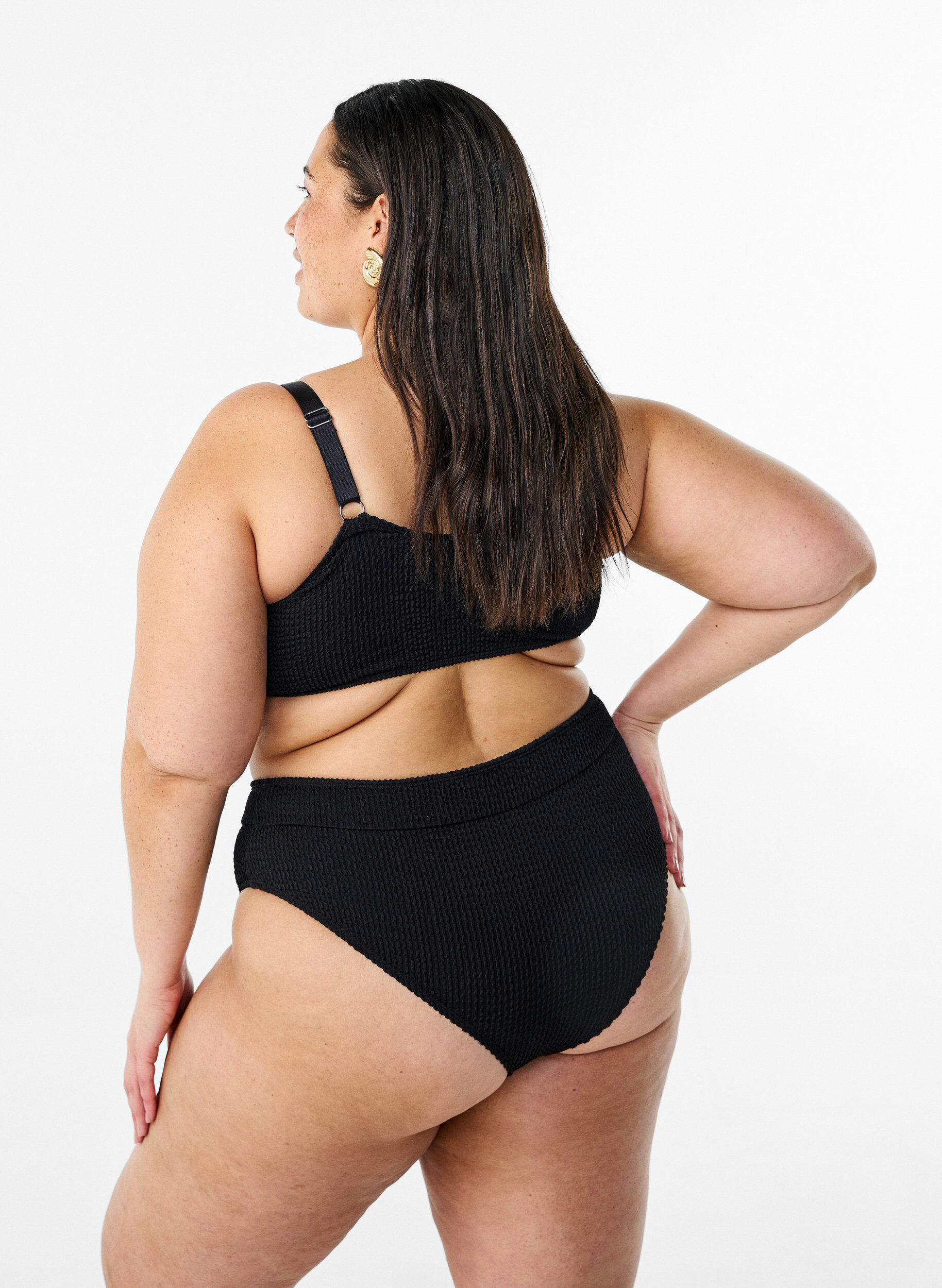 Zizzi Brazilian bikini trusse i crepe, Sort, Model image number 2