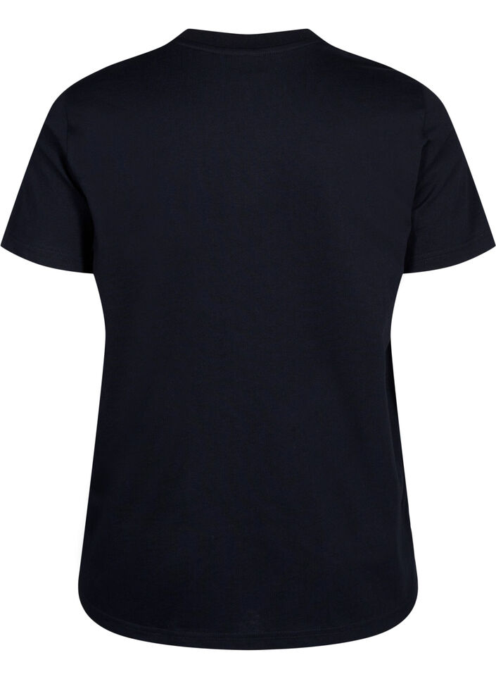 Basis t-shirt i bomuld med rund hals , Sort, Packshot image number 1