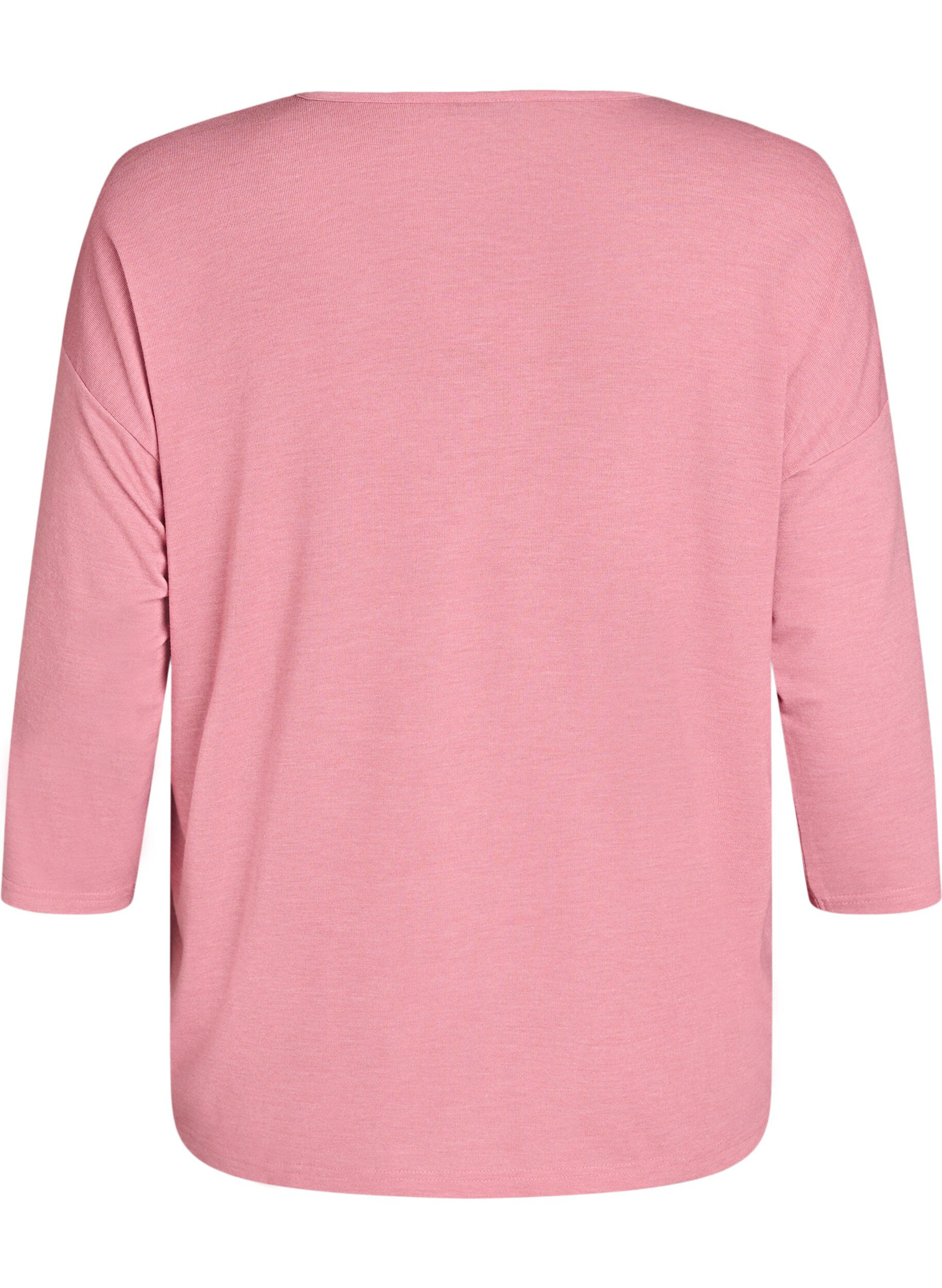 Zizzi Jerseybluse med 3/4 &aelig;rmer, Lyser&oslash;d, Packshot image number 1