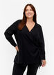 Langærmet bluse i viskose med wrap-look, Black, Model image number 0