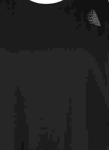Ensfarvet træningstop med rund halsudskæring, Black, Packshot image number 2
