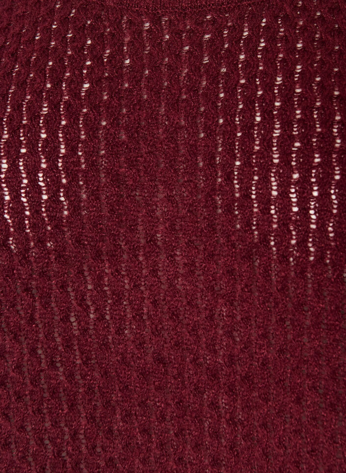 Strikbluse med struktureret hulm&oslash;nster, R&oslash;d, Packshot image number 2