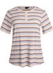 Rib T-shirt med striber og knapdetalje, Lilla, Packshot image number 0