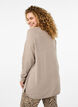 Lang strikbluse med knapdetalje i siden, Simply Taupe Mel., Model image number 1