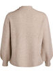 Ribstrikket sweater med ballonærmer og knapper, Beige, Packshot image number 1