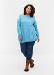 Meleret strikbluse med knappedetaljer, River Blue WhiteMel., Model image number 2