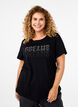 Bomulds t-shirt med rhinesten motiv, Black w. Dream, Model image number 0