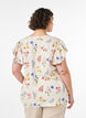 Bluse i h&oslash;r og viskose med fl&aelig;se&aelig;rmer, Beige, Model image number 2