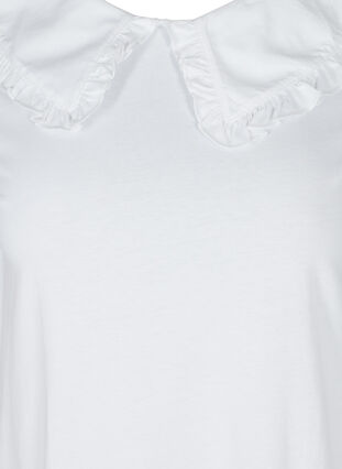 T-shirt med krave i økologisk bomuld, Bright White, Packshot image number 2