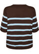 Stribet strikbluse med korte &aelig;rmer, Brun, Packshot image number 1