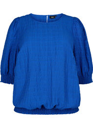 Smock bluse med lyocell (TENCEL™), Strong Blue