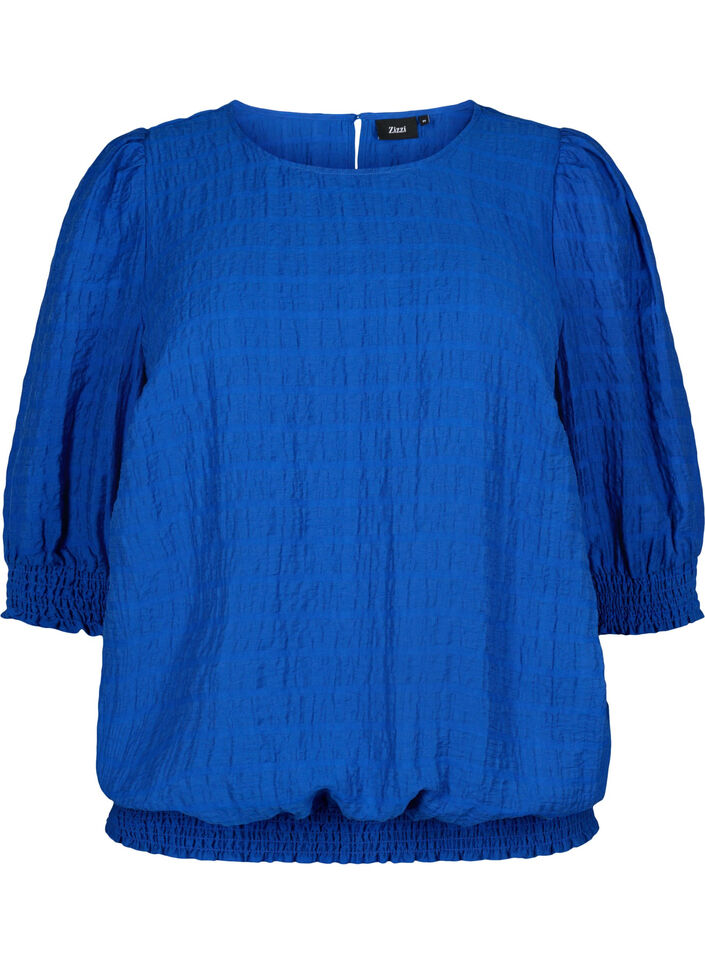 Smock bluse med lyocell (TENCEL™), Strong Blue, Packshot image number 0