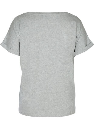 Kortærmet t-shirt med tone-i-tone print, Light Grey Melange, Packshot image number 1