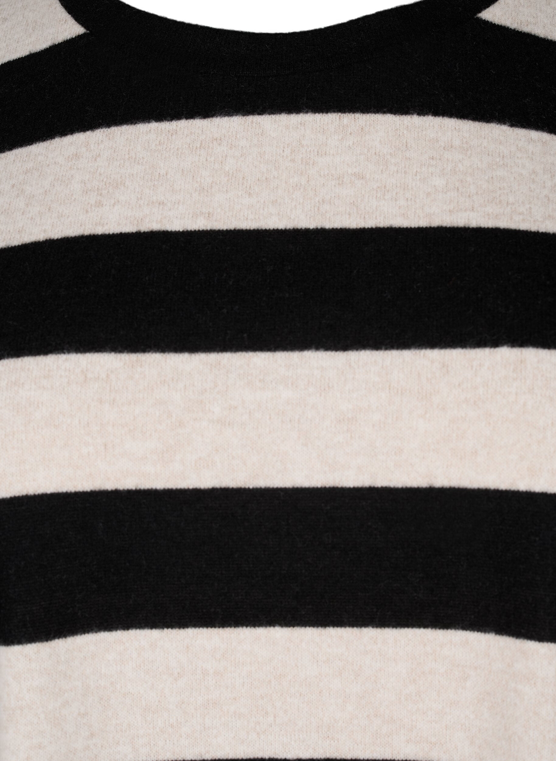 Zizzi Lang&aelig;rmet bluse med striber, Bl. Beige Mel.Stripe, Packshot image number 2