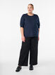 Finstrikket bluse med korte &aelig;rmer, Bl&aring;, Model image number 1