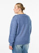 Strikbluse med knapdetalje, Bl&aring;, Model image number 2