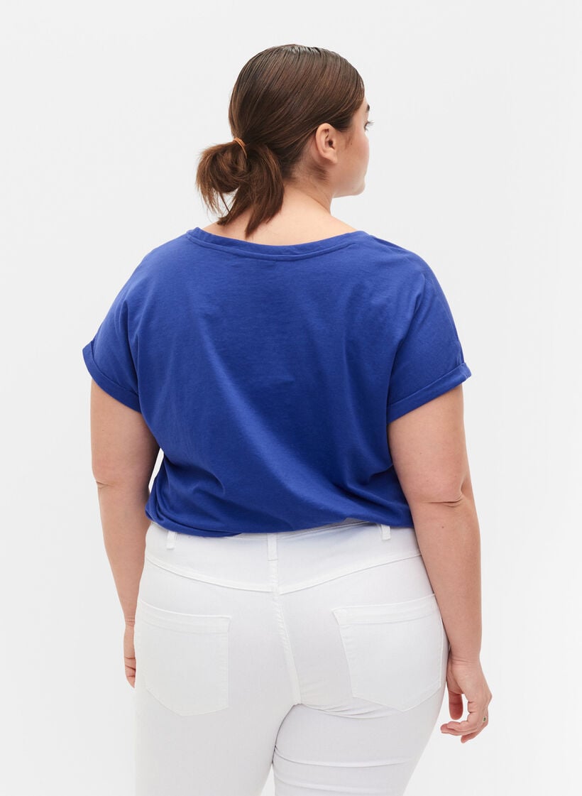 Kort&aelig;rmet t-shirt i bomuldsblanding, Bl&aring;, Model image number 2