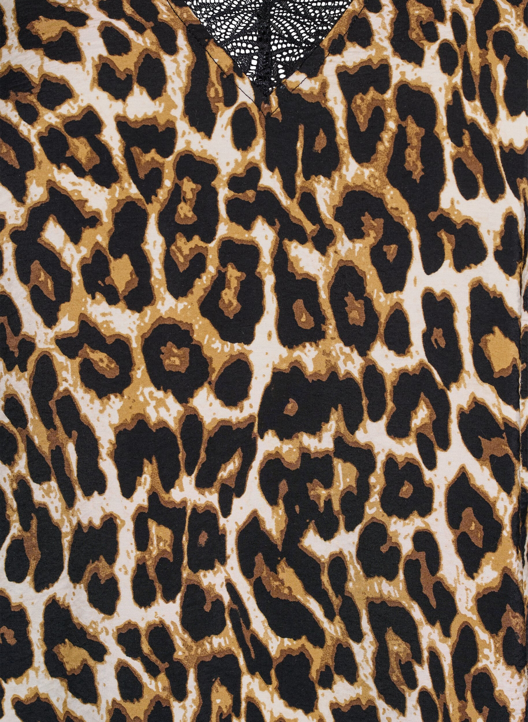 Zizzi Kort&aelig;rmet bluse i viskose med blondekant, Brun, Packshot image number 2