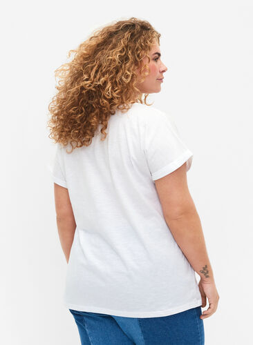 T-shirt i økologisk bomuld med tryk, Bright White, Model image number 1