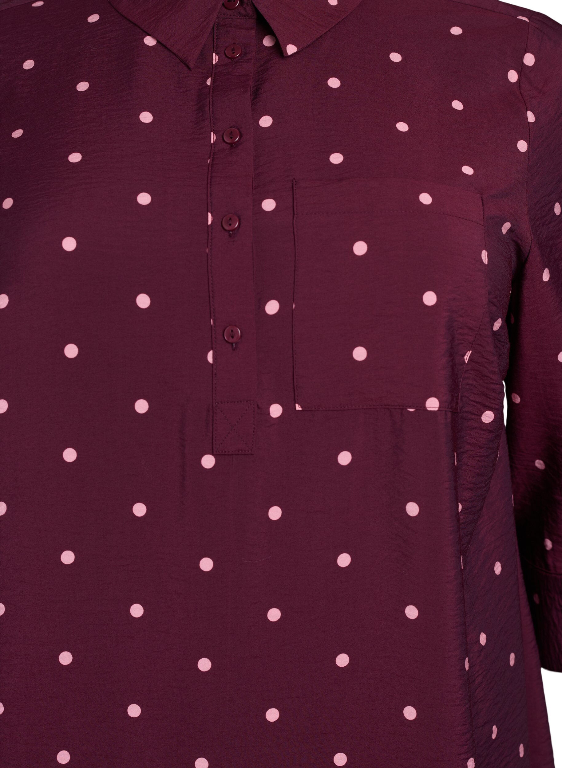 Zizzi Kort kjole med krave og brystlomme, R&oslash;d, Packshot image number 2