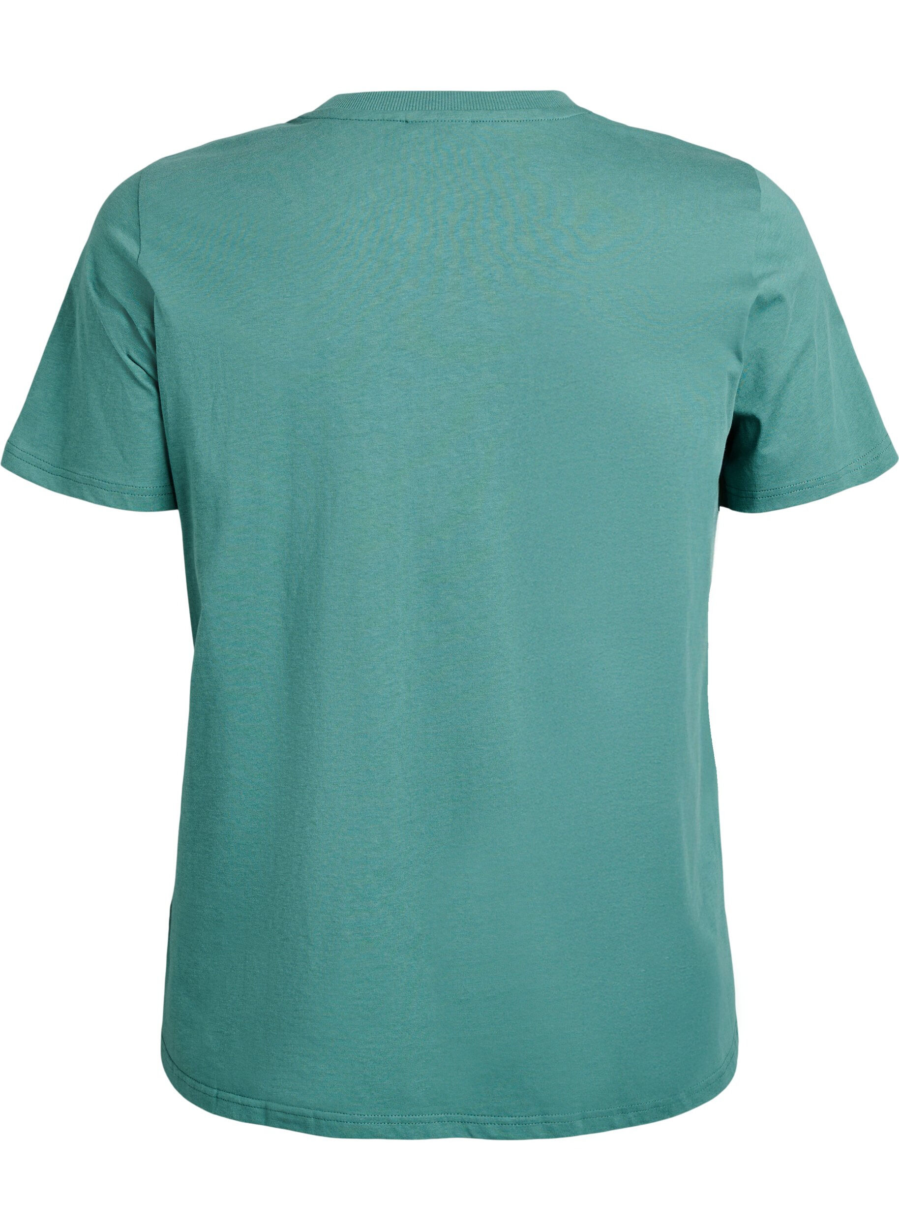 ZizziBasis t-shirt i bomuld med rund hals, Gr&oslash;n, Packshot image number 1