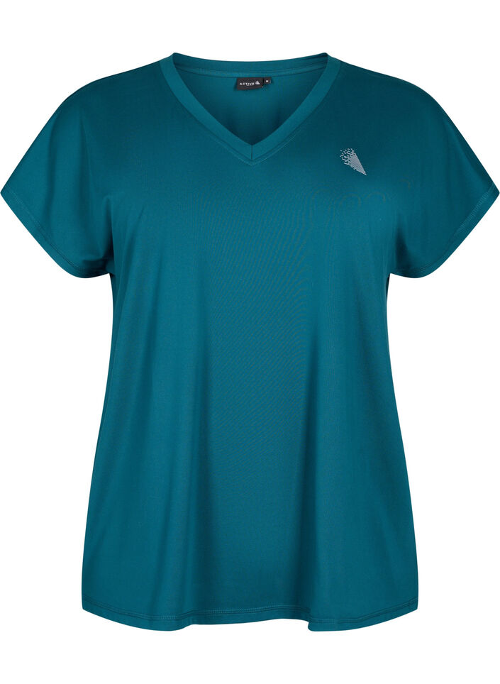 L&oslash;s tr&aelig;nings t-shirt med v-hals, Gr&oslash;n, Packshot image number 0