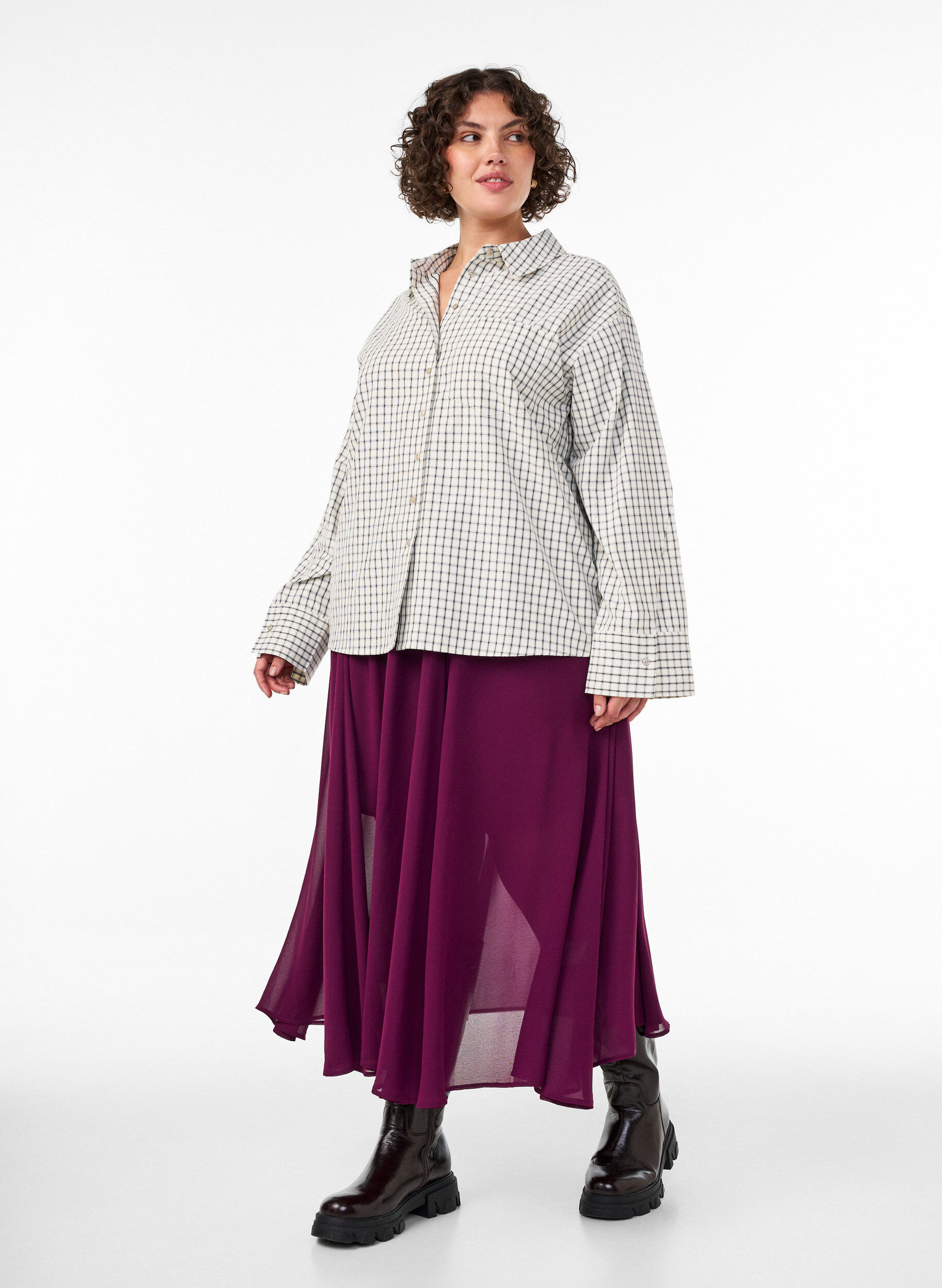 A-formet midinederdel, Lilla, Model