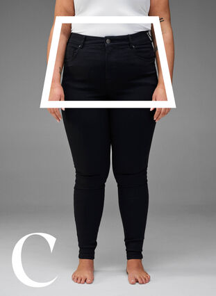 Super slim jeans med høj talje, Black, Model image number 2