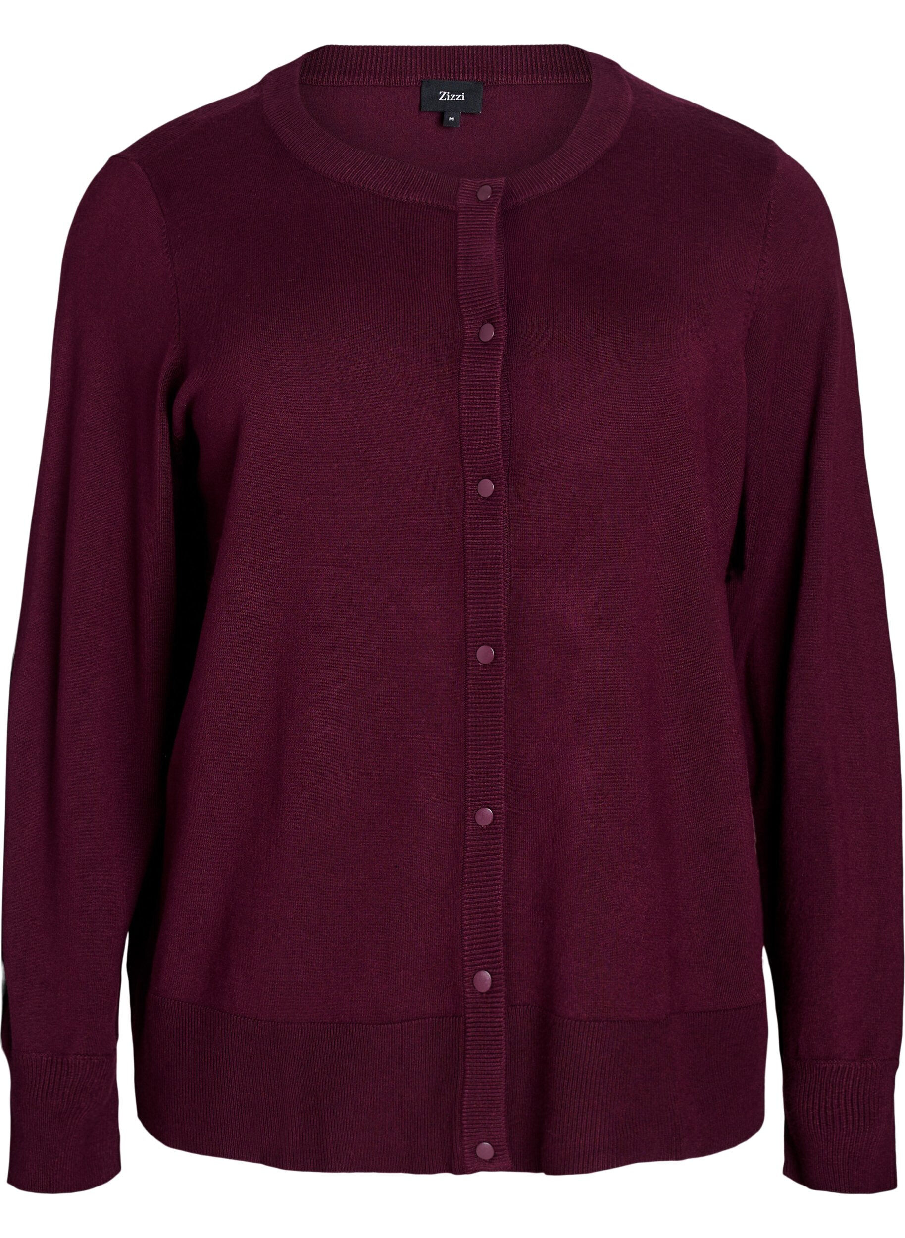 Strikcardigan med rund hals og knapper