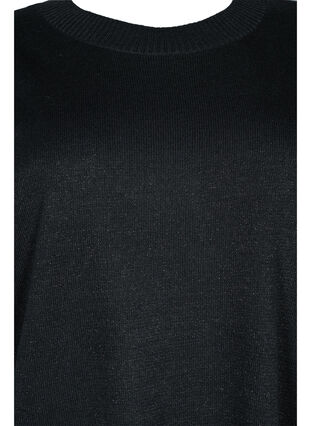 Strikkjole med glitter og korte ærmer, Black W/Lurex, Packshot image number 2