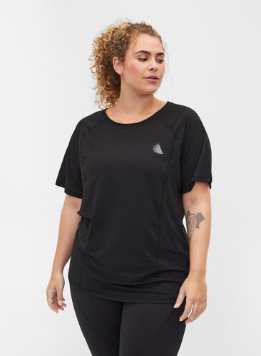 Ensfarvet trænings t-shirt med reflex detaljer, Black, Model image number 0