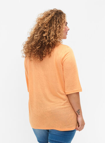 Bluse med 3/4 ærmer, Mock Orange, Model image number 1