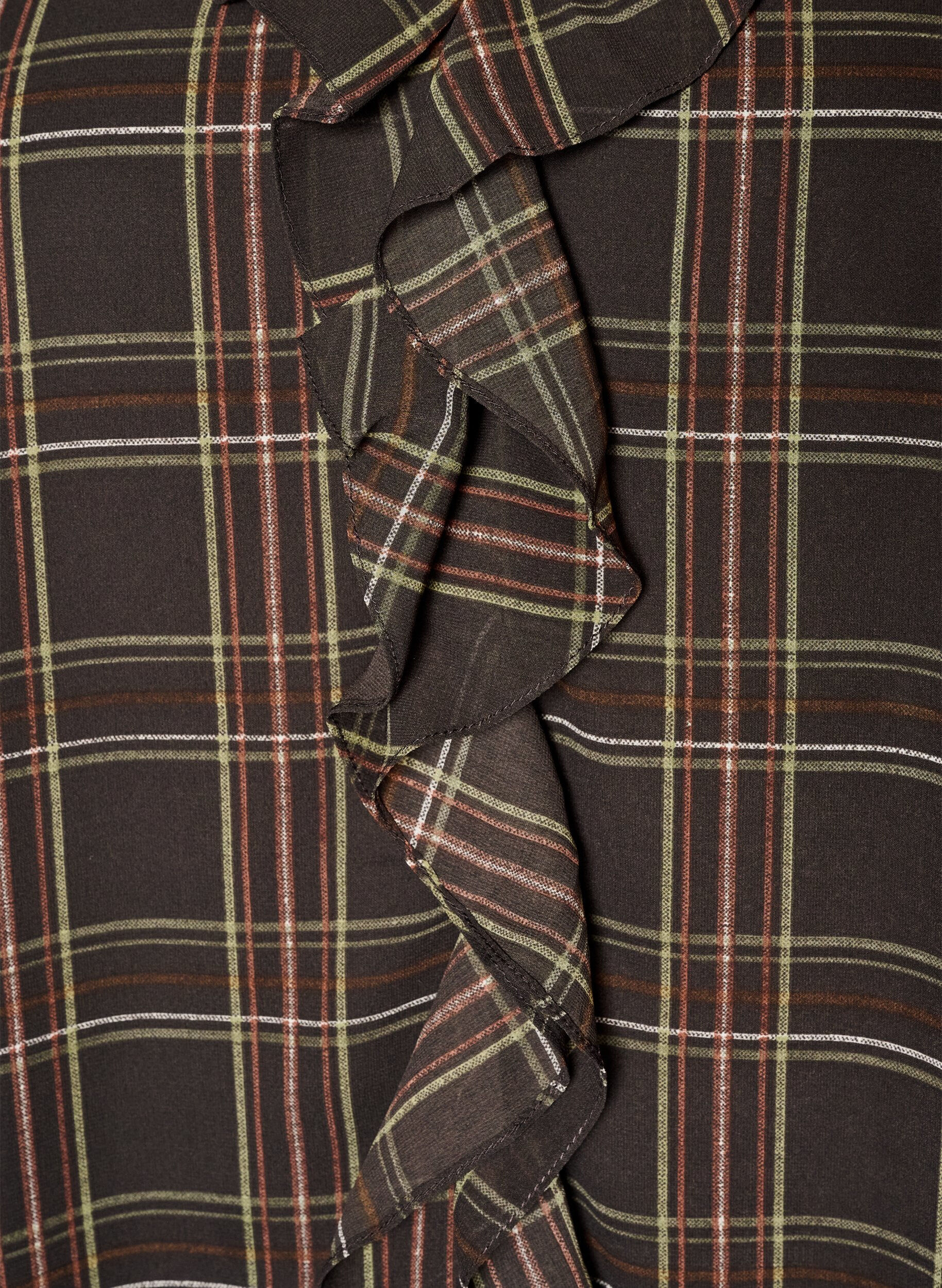 ZizziBluse med tern og fl&aelig;sedetaljer, Gr&oslash;n, Packshot image number 2
