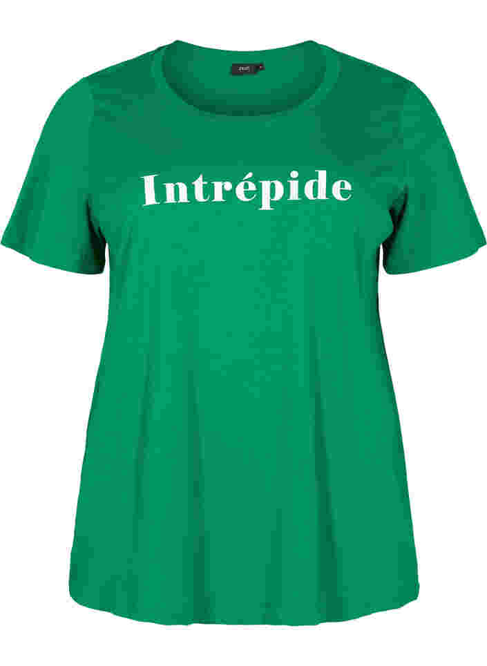 Kortærmet bomulds t-shirt med tekstprint, Jolly Green, Packshot image number 0
