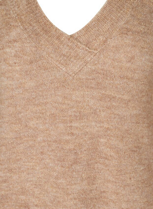 Meleret oversize strikbluse med uld, Light Brown Mel. , Packshot image number 2