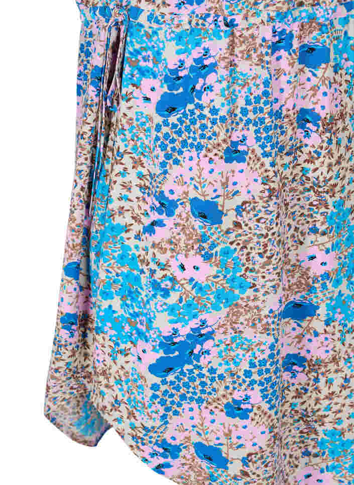 Mønstret kjole med snøredetaljer, Blue Rose Flower, Packshot image number 3