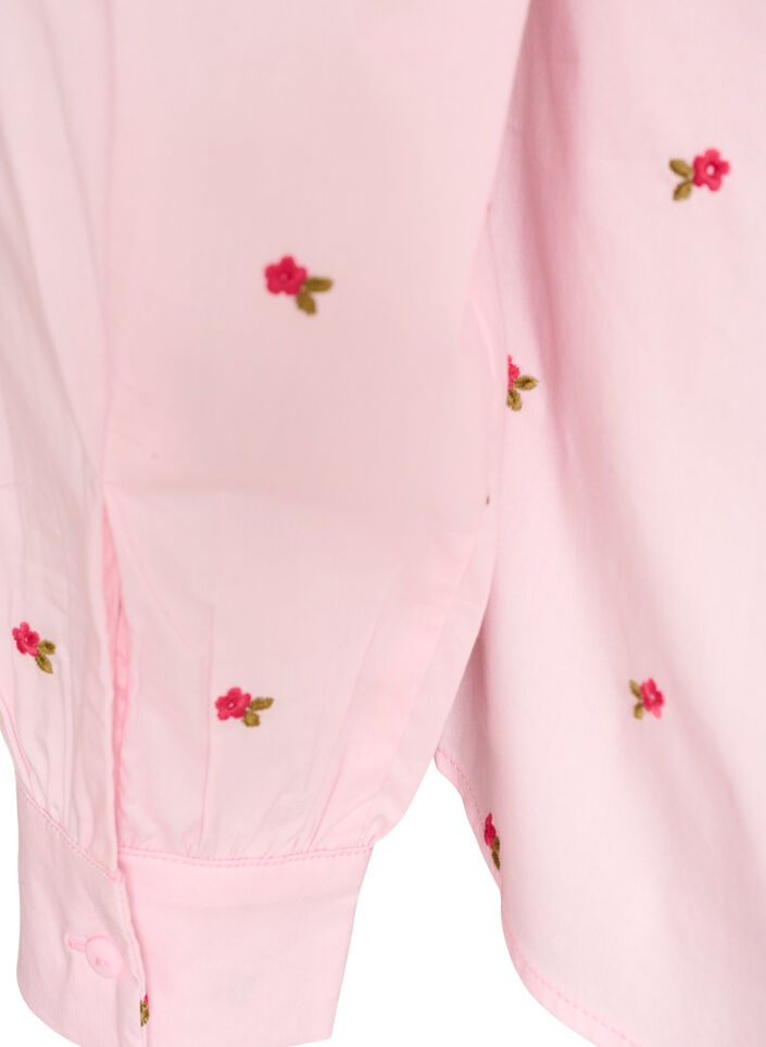 Skjorte med broderede blomster, Lyser&oslash;d, Packshot image number 3