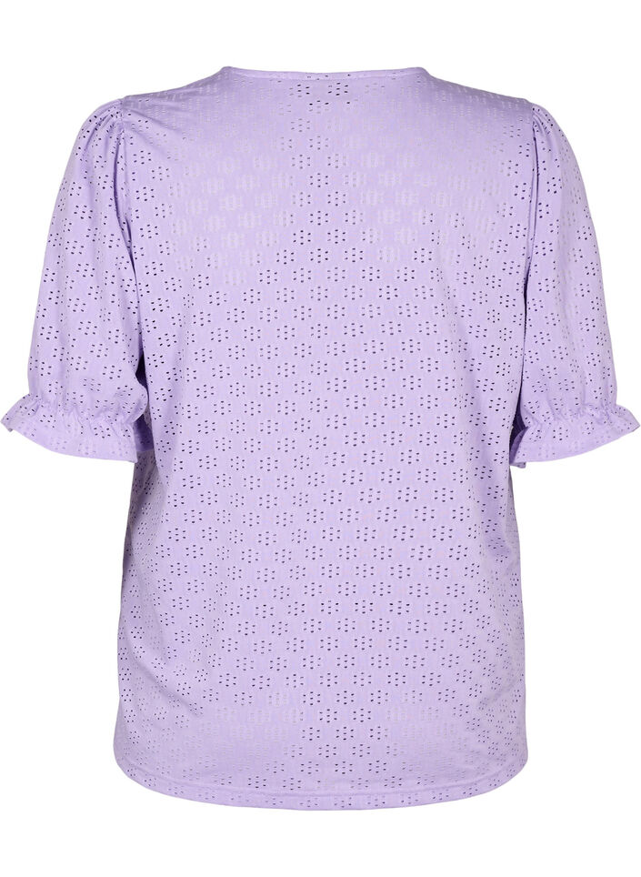 V-hals bluse med hulmønster, Viola, Packshot image number 1