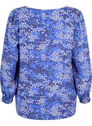 FLASH - Langærmet bluse med smock og print, Dazzling Blue AOP, Packshot image number 1