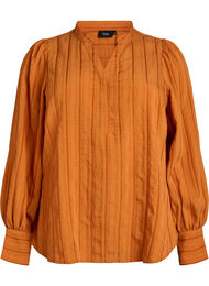 Bluse med lodrette striber., Orange