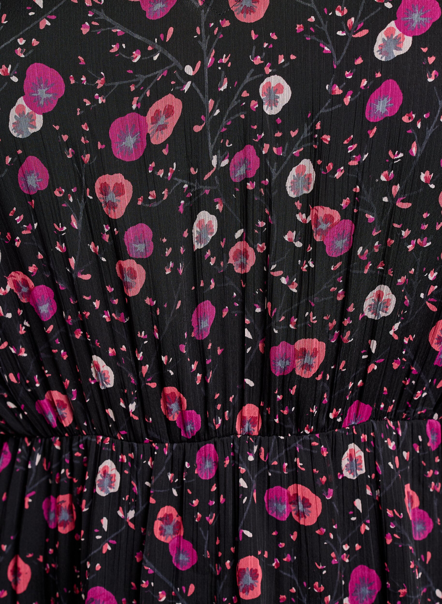 Zizzi Kjole i chiffon med blomsterprint og lange &aelig;rmer, Sort, Packshot image number 2