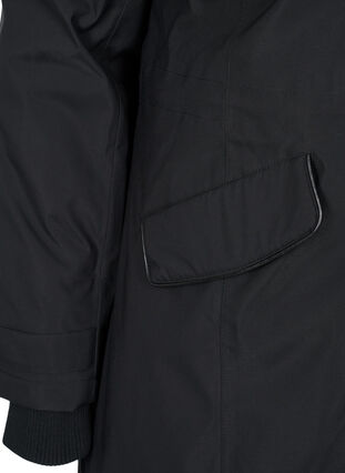 Vandtæt vinterjakke med hætte og lommer, Black, Packshot image number 3